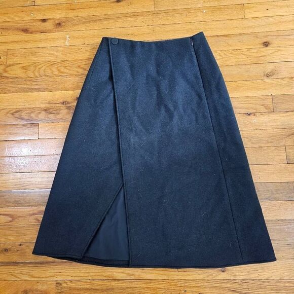 Club Monaco Women A-Line Cutaway Wool Midi Skirt Charcoal Size 4 $140 - Picture 3 of 11